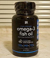 Sports Research Triple Strength Omega-3 Fish Oil 1250 mg 60 гельовых капсул омега 3 рыбий жир жирные кислоты