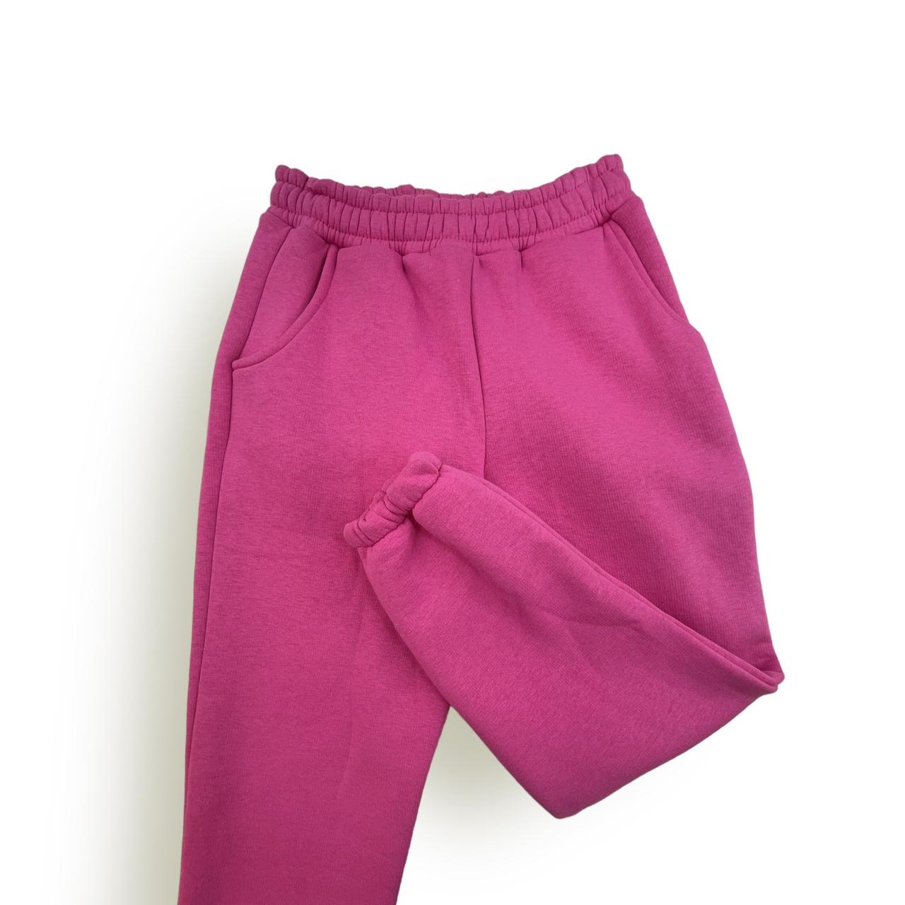 Дитячі/підліткові зимові спортивні штани, штани теплі, рожеві No 021. (р. 9-12 л.)