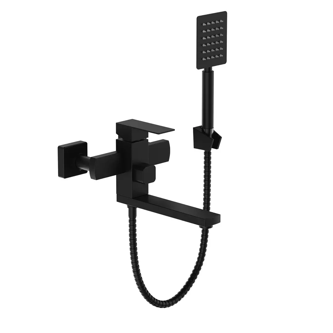 Месник для ванни з неіржавкої сталі SUS304 Frap F32802-6 квадратний чорний матовий, фото 1