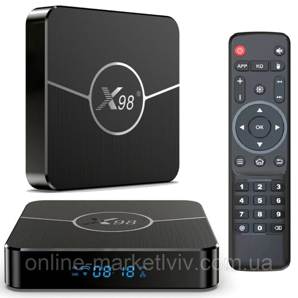 Смарт ТБ приставка Smart TV Box X98 Plus, 4-32GB / Приставка для телевізора / Андроїд ТБ