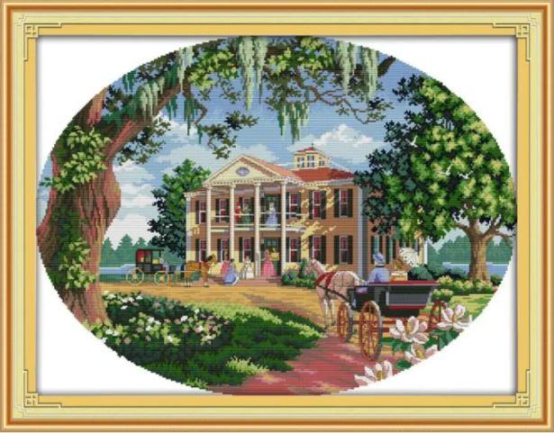 Набір для вишивання за нанесеною на канву схемою South estate". AIDA 14CT printed 61*48 см
