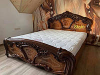 Классическая ореховая кровать Кармен новая с художественной печатью