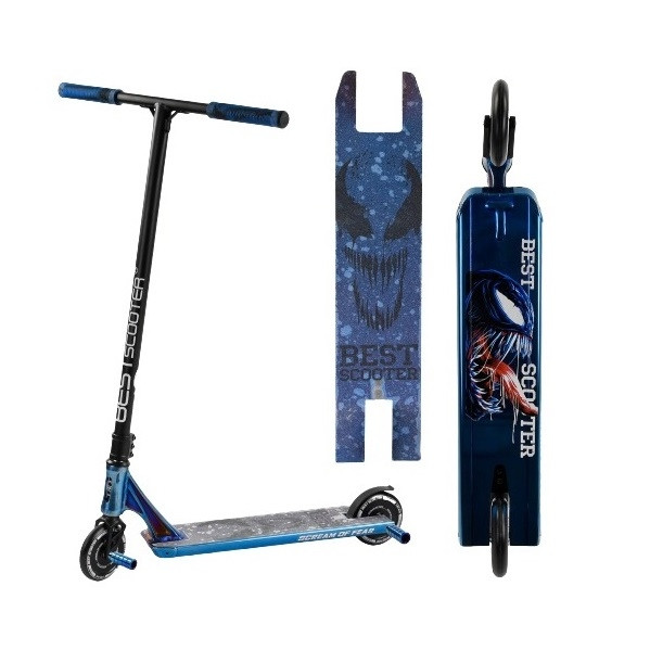Спортивний трюковий самокат Best Scooter SIMBIOTE HIC + Пегі 2 шт. Синій
