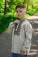 Сучасна вишита сорочка на хлопчика  льон натуральний, арт. 4442