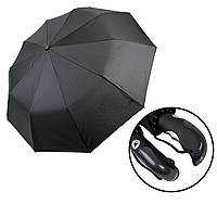 Чоловіча складана парасолька напівавтомат на 10 спиць із системою антивітер від Toprain, чорний, 0348-1