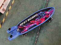 Пенни борд S-00605 Best Board (4) с музыкой и дымом, USB зарядка, колеса светятся, синий