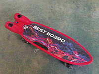 Пенни борд S-00710 Best Board (4) с музыкой и дымом, USB зарядка, колеса светятся, красный