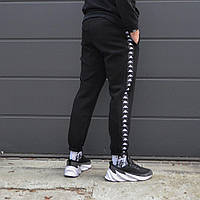 Спортивные штаны утепленные в стиле Kappa (Каппа) черные хорошее качество