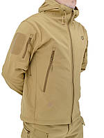 Тактична куртка Eagle Soft Shell JA-01 з флісом Пісочний (Койот) M, Gp2, Гарної якості, куртка софт шел, куртка софтшел, куртка