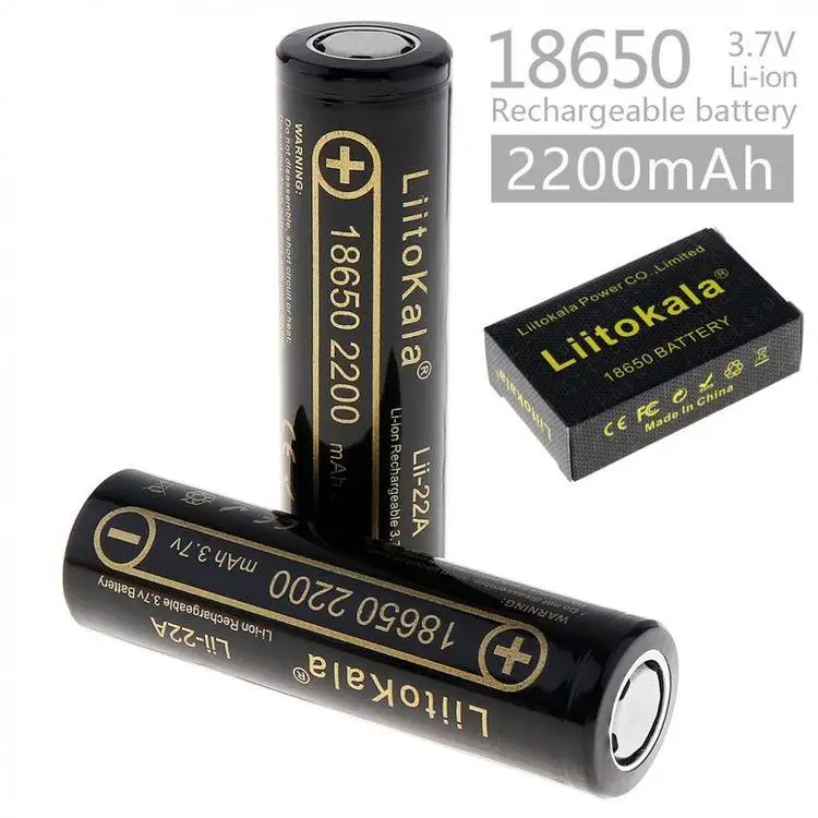 Акумулятор 18650 LiitoKala Lii-22A ICR, без захисту, 10А, (Li-ion 3.7V 2200mAh)