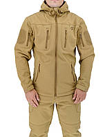 Тактическая куртка Eagle Soft Shell JA-01-0 с флисом Песок (Койот) 3XL, SL, Хорошее качество, тактическая