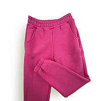 Дитячі/підліткові зимові спортивні штани, штани теплі, рожеві No 020 (р. 5-8 л.)