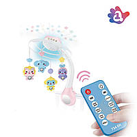 Дитячий мобіль для немовлят на ліжечко з проєктором A1 Рожевий