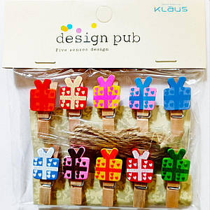 Декор на прищіпці Подарунки | Різнокольоровий