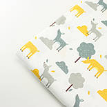 Сатин "Косулі" сіро-гірчичні на білому тлі No 160-280 з, фото 7