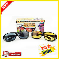 Очки анти-бликовые для водителей HD Vision 2 шт желтые + черные! Покупай