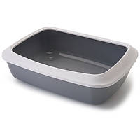 Лоток туалет с бортиком для котов Savic Iriz Cat Litter Tray 50 x 37 x 13 см Серый (541138802 BX, код: 7890848