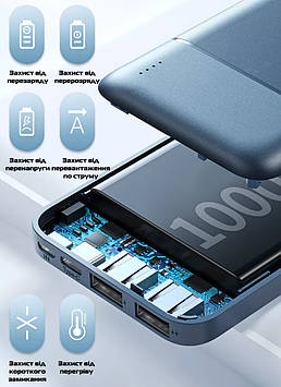 Зовнішній портативний аккумулятор Power Bank Remax 10000 mah RPP-96 Blue, Gp2, гарної якості,,