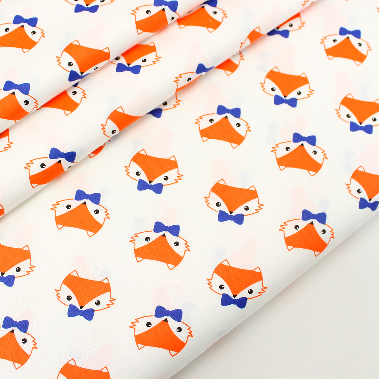 Сатин "Рудий лисички" на білому тлі No 160-248 с, фото 1