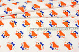 Сатин "Рудий лисички" на білому тлі No 160-248 с, фото 4