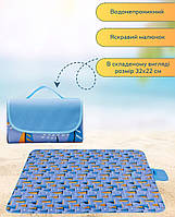 Складной коврик (покрывало) сумка для пикника / пляжа Folding Rud 200х193 Blue, SL2, Хорошее качество, Free
