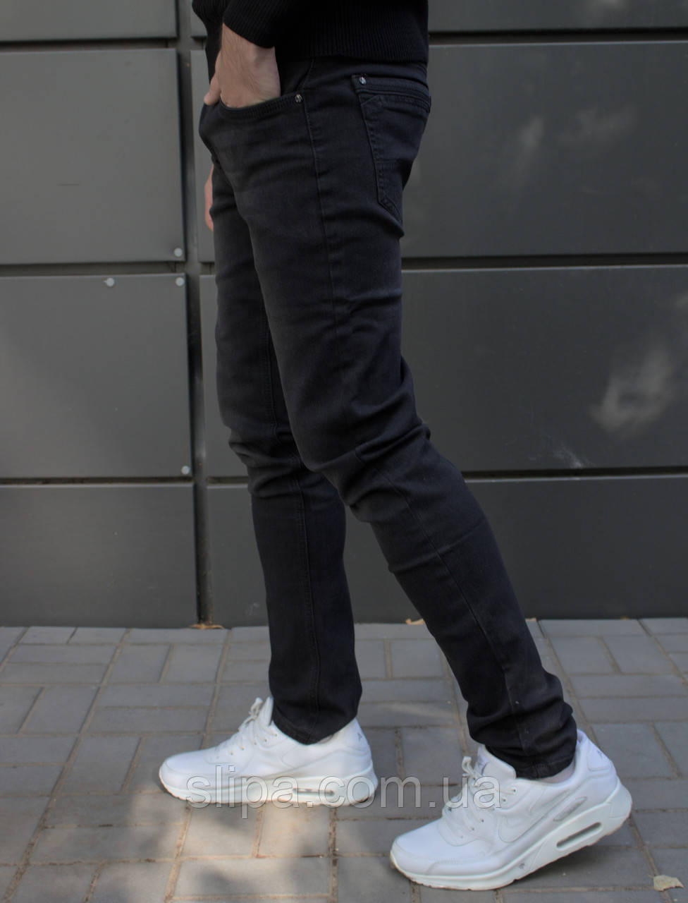 Мужские черные классические джинсы демисезон - фото 3 - id-p1762027333