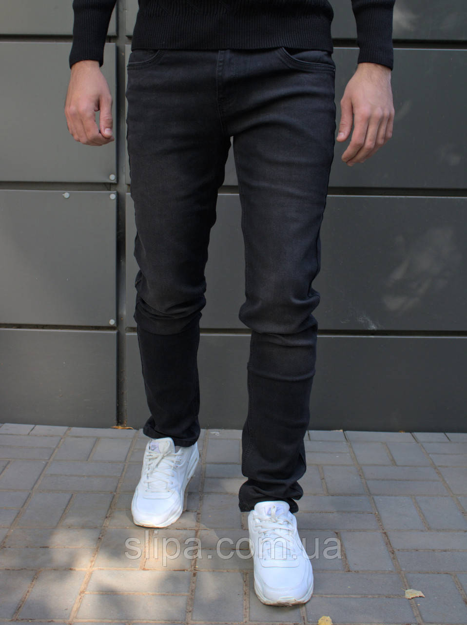 Мужские черные классические джинсы демисезон - фото 2 - id-p1762027333