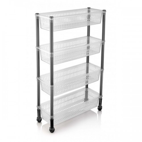 Етажерка вузька на колесиках Bursev 5158 96 Прозора 50x19,5x80 см