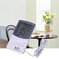 Термометр TA 318 + выносной датчик температуры, Цифровой термометр с гигрометром, Метеоприбор домашний, в