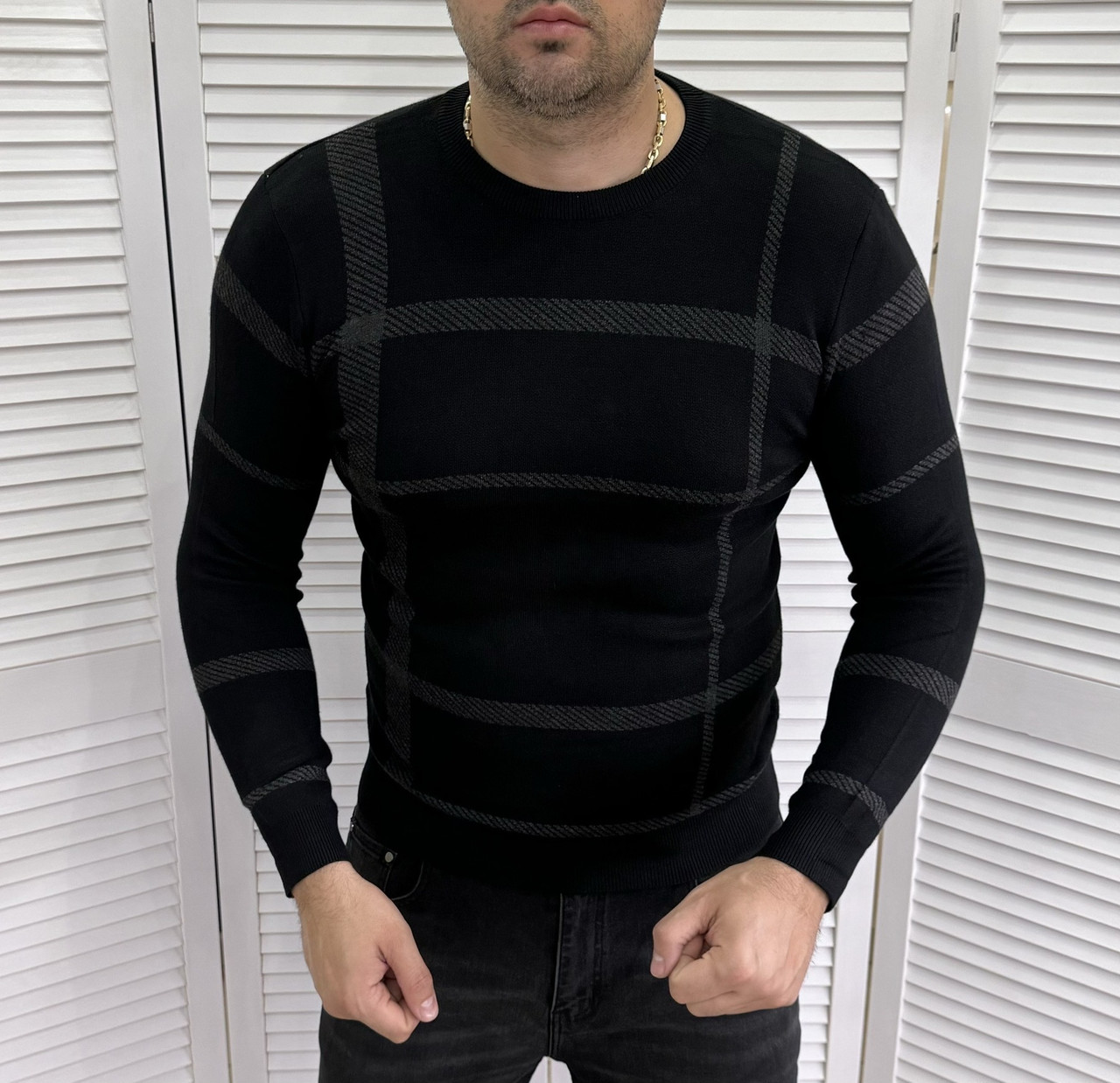 Свитер мужской брендовый Burberry черный джемпер для мужчин бежевый - фото 3 - id-p1987859960