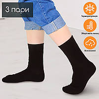 Термоноски мужские "Аляска" р.40-46 (3 пары), Черные теплые носки мужские - носки термо (термошкарпетки) (ST)