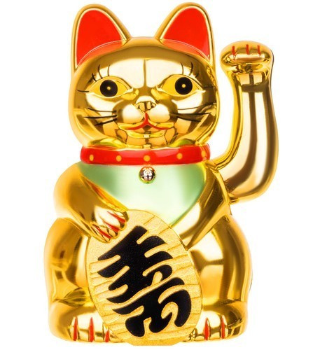 Статуэтка талисман Манэки Нэко китайская кошка Jasted Золотистая - фото 1 - id-p1988224740