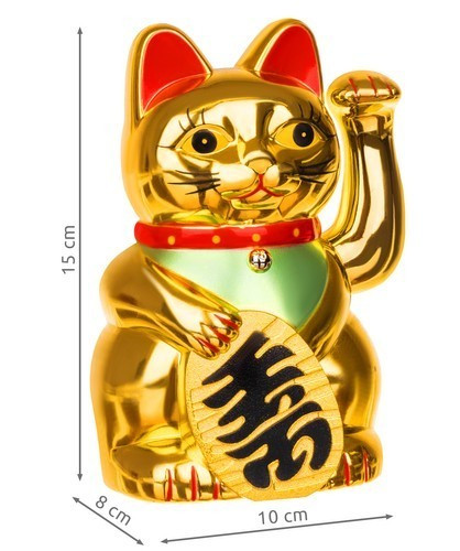 Статуэтка талисман Манэки Нэко китайская кошка Jasted Золотистая - фото 2 - id-p1988224740