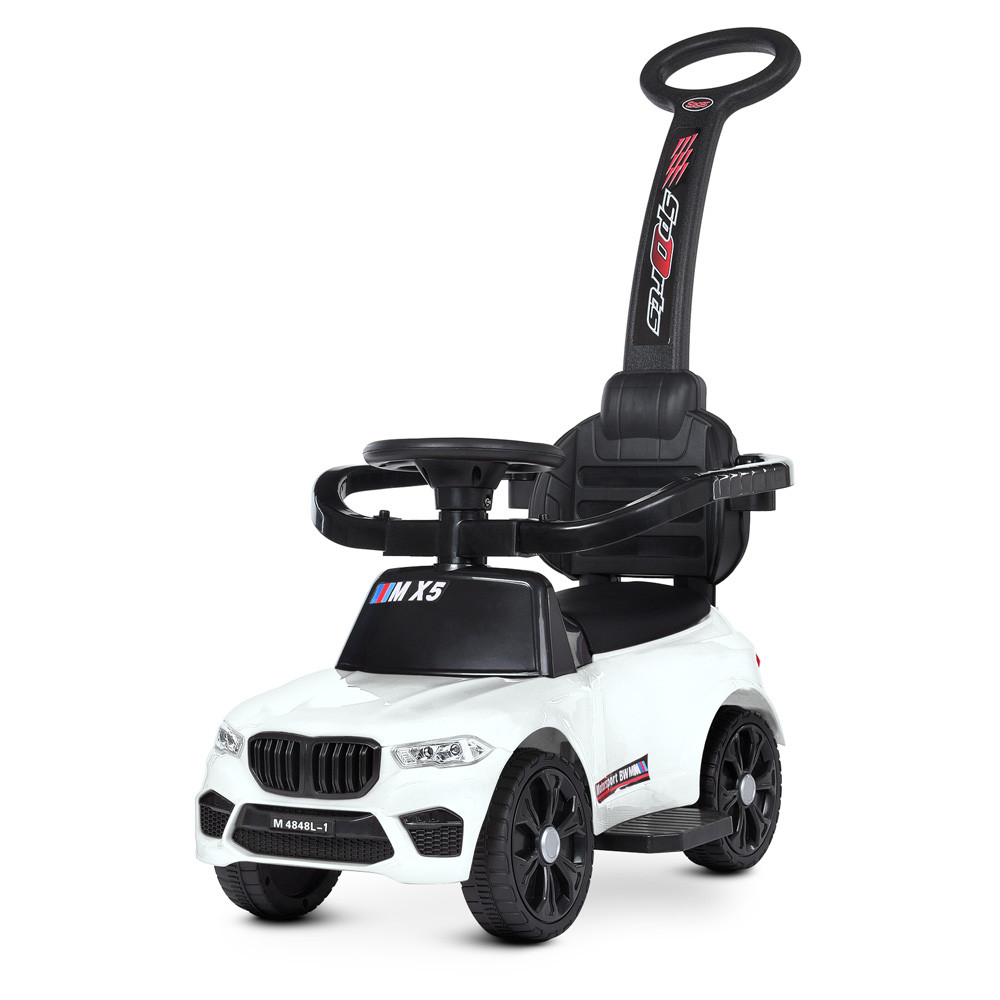 Каталка Толокар Bambi M 4848L-1 Білий з батьківською ручкою та захисним бортиком