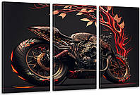 Модульная картина в гостиную / спальню Мотоцикл ART-148_3A 100х150 см