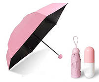 Мини зонт в капсуле футляре складной механический Capsule Umbrela mini Розовый! Покупай