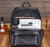 Шкіряний міський чоловічий рюкзак із тисненням в карту чорний великий ранець із натуральної шкіри якісний, фото 2