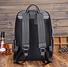 Шкіряний міський чоловічий рюкзак із тисненням в карту чорний великий ранець із натуральної шкіри якісний, фото 7