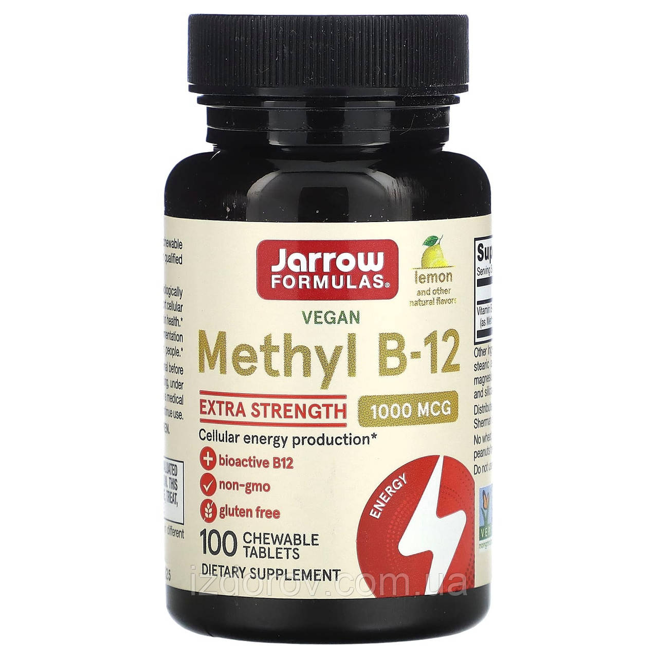 Вітамін Б12 1000 мкг Jarrow Formulas Vitamin B12 метилкобаламін для мозку 100 пастилок зі смаком лимона