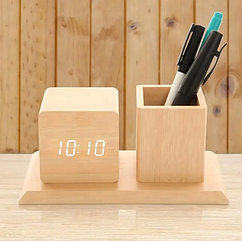 Електронні годинники з підставкою для канцелярії (Під дерево)