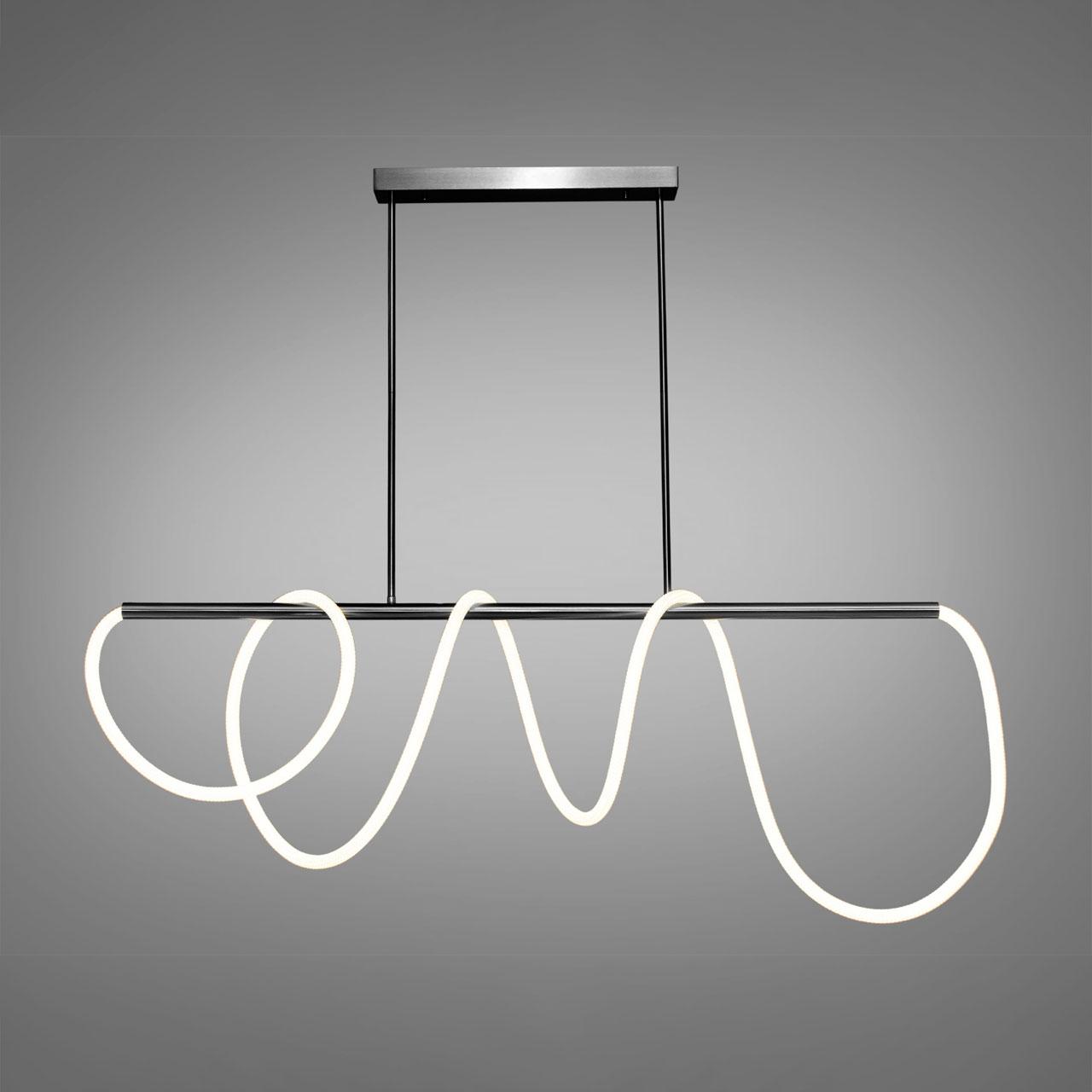 Сучасна світлодіодна люстра шланг 48 Вт колір каркасу чорний хром D-0863-L1500BHR, фото 1