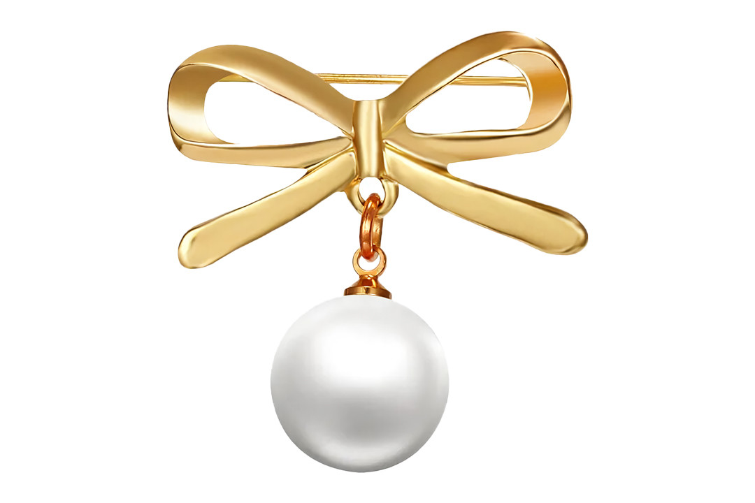 Пін на одяг "Перлина" (брош), 3.3*2.8 см, золотистий, фото 1