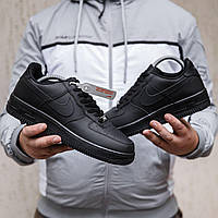 Мужские кроссовки Nike Air Force (чёрные) демисезонные повседневные низкие кеды 1596