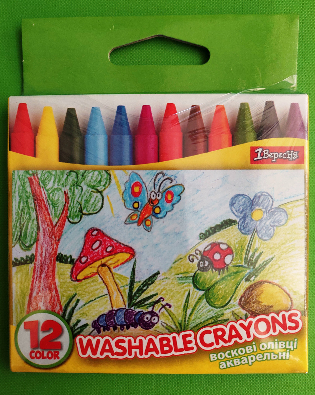 Канц Олівці воскові 12 кол. Акварельні ”1В” /590133/ 7*90мм (1/30/240)