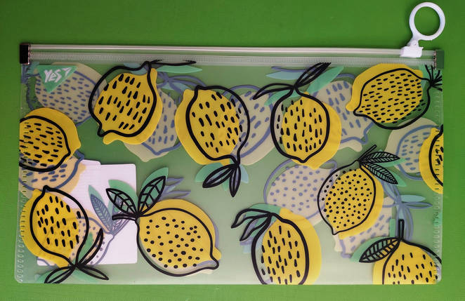 Канц Папка конверт на блискавці 14*26 см "YES" /491705/ Check/Travel "Citrus" (12/240), фото 1