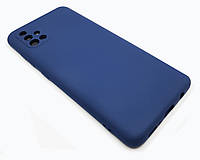 Силиконовый чехол софт тач с микрофиброй для Samsung A51 синий