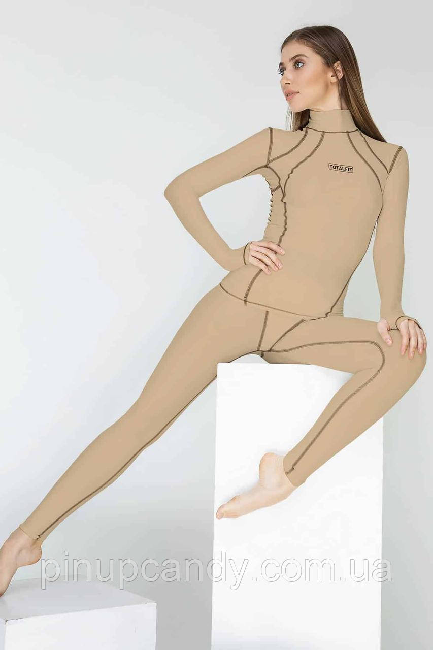 Термокомплект жіночий гольф і лосини із високоеластичного матеріалу ThermoSOFT бежевий (розміри: XXS-2XL), фото 1