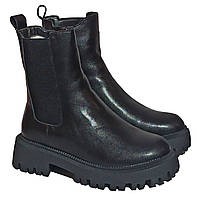 Зимние кожаные ботинки для девочки подростка ITTS 3500-6 черные. Размер 41