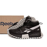 Мужские кожаные зимние ботинки Reebok чёрного цвета
