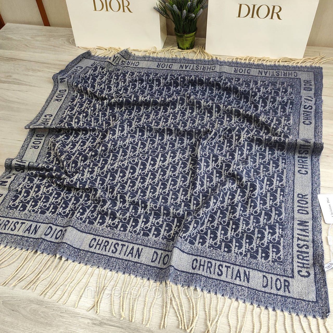 Хустка D.i.o.r. кашемір із бахромою